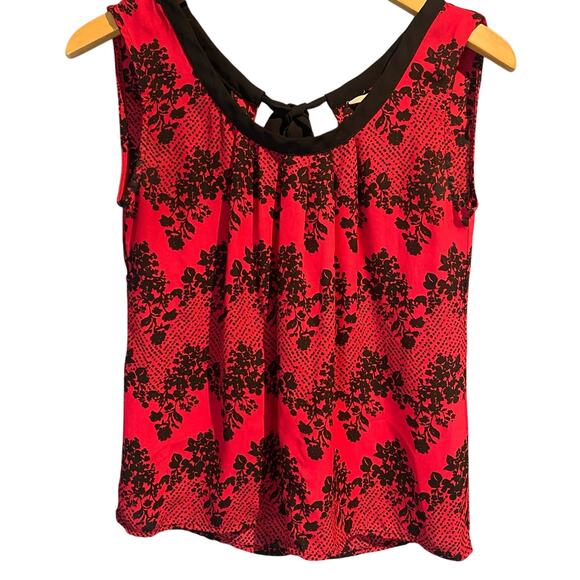 Whimsygoth Candies Red & Black Floral sleeveless blouse size small office work - Picture 1 of 7
